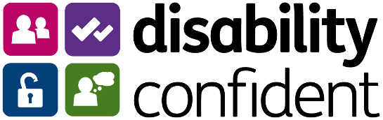 A logo confirming that the employer is registered as disability confident