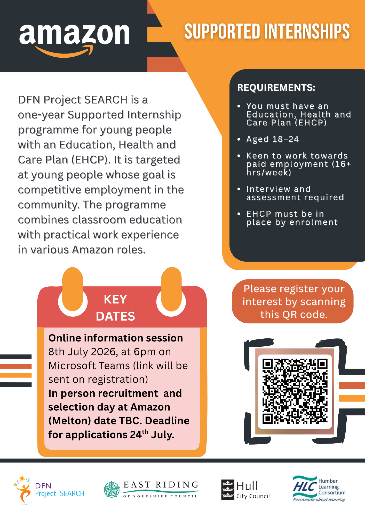 Supported Internship DFN Project SEARCH (with Amazon). Online information session.